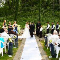 Couple getting married outside at Drugan's in Holmen, WI