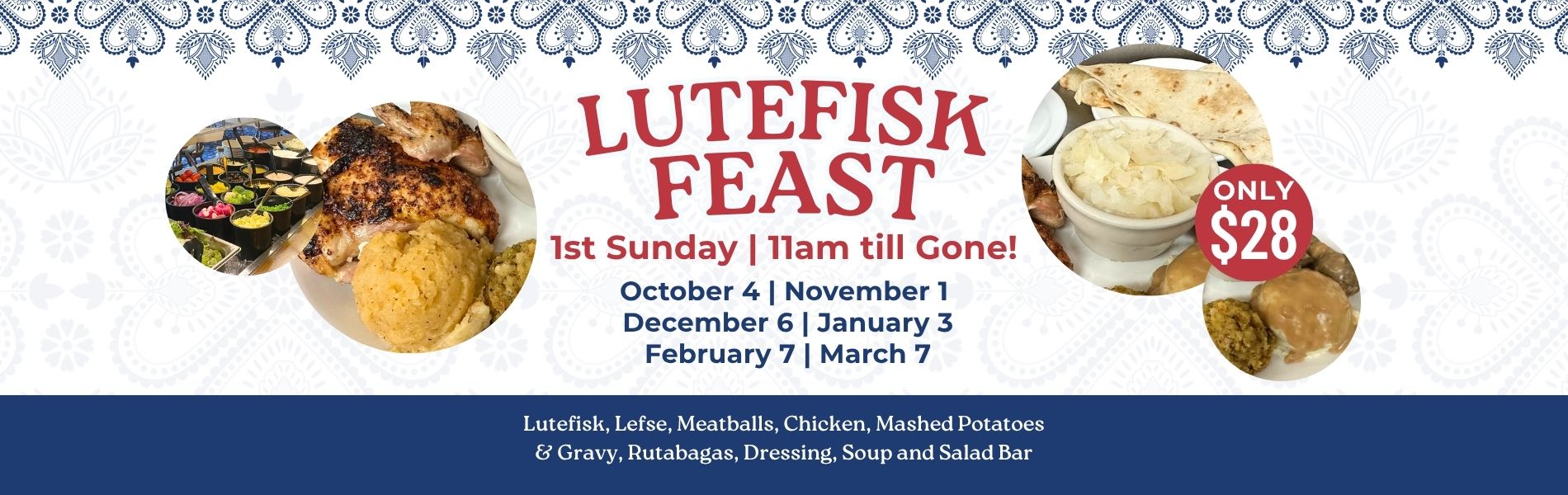 Drugan’s Castle Mound Lutefisk Feast Sunday Dates for 2026-2027